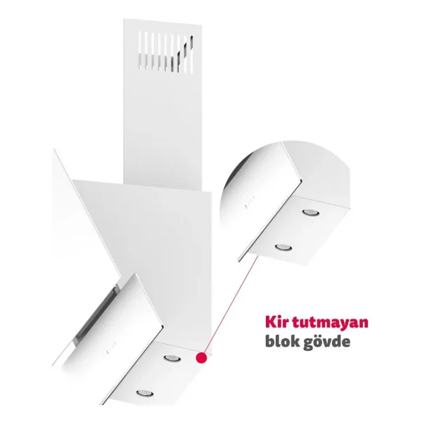 Simfer 8704 60 cm Beyaz Cam Duvar Tipi Davlumbaz - Görsel 5