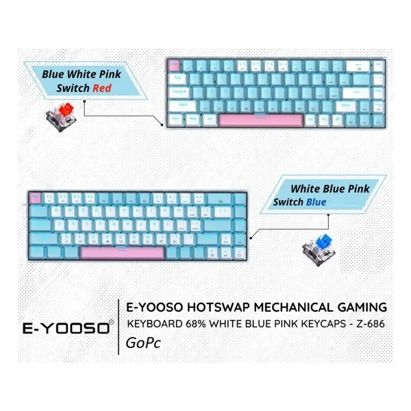 E-Yooso Z-686 Blue Switch Mekanik Oyuncu Klavyesi - Görsel 3