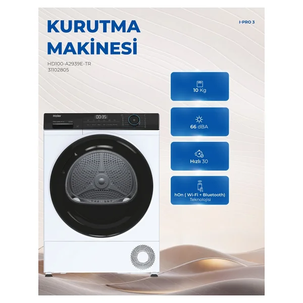 Haier HD100-A2939E-TR Wi-Fi 10 kg Çamaşır Kurutma Makinesi - Görsel 4