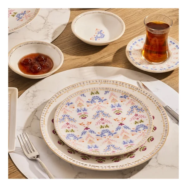 Aryıldız Ivy Blue-Pink 32 Parça 6 Kişilik Kahvaltı Takımı - Görsel 2