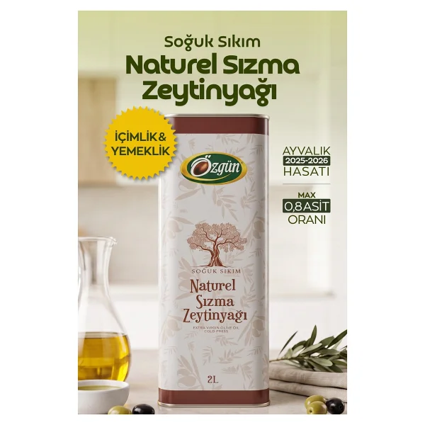 Özgün Soğuk Sıkım Natürel Sızma Zeytinyağı 2 lt Teneke - Görsel 4