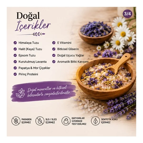 Laborem Natura Natura Mor Çiçekler Çok Amaçlı Banyo, Ayak ve Vücut Tuzu Mineralli Rahatlatıcı Bakım Tuzu 200 gr - Görsel 3