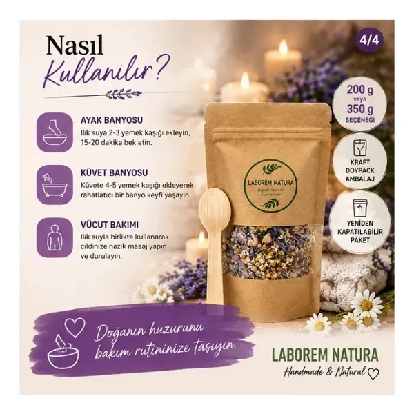 Laborem Natura Natura Mor Çiçekler Çok Amaçlı Banyo, Ayak ve Vücut Tuzu Mineralli Rahatlatıcı Bakım Tuzu 200 gr - Görsel 4