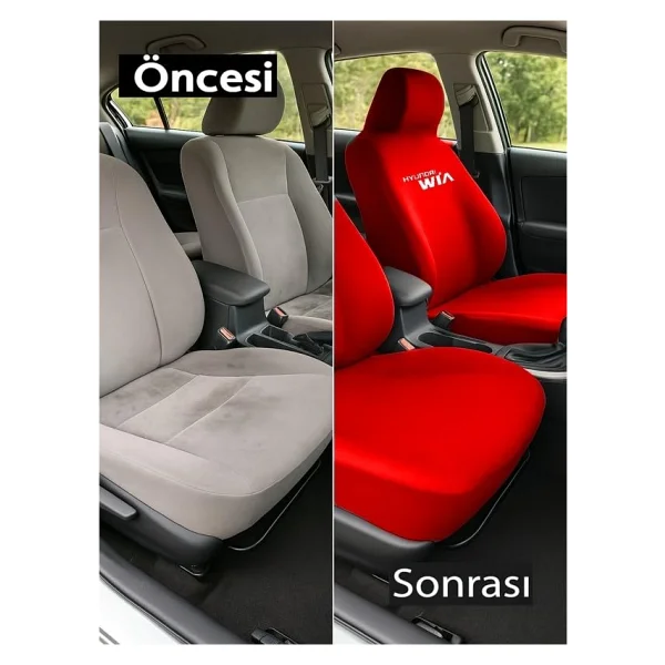 Konfor ve uyumu bir araya getiren Hyundai Getz ile uyumlu oto koltuk kilifi size ozel Kırmızı - Görsel 3