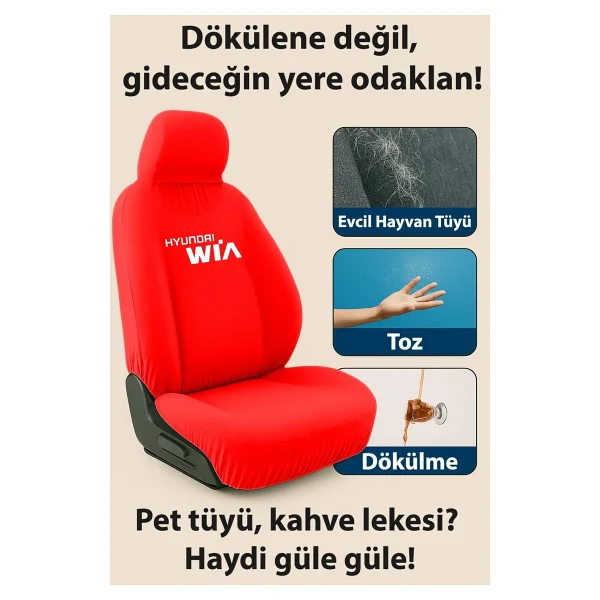 Konfor ve uyumu bir araya getiren Hyundai Getz ile uyumlu oto koltuk kilifi size ozel Kırmızı - Görsel 7