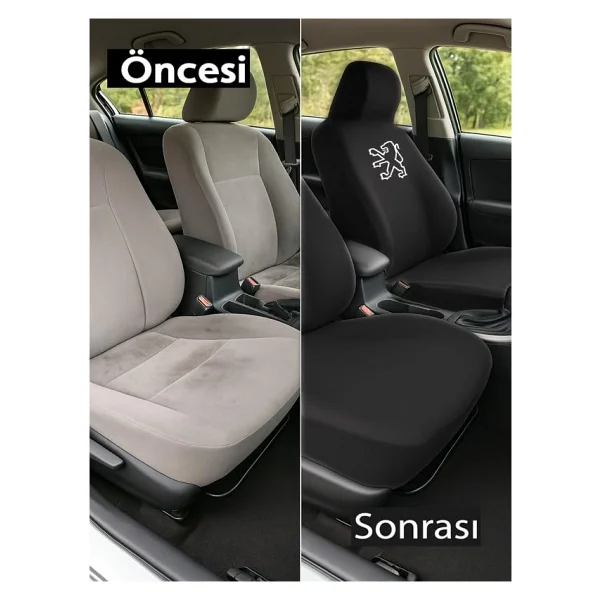 Terletmeyen kumas ve birebir uyum sunan 206 ile uyumlu oto koltuk kilifi simdi burada Siyah - Görsel 3