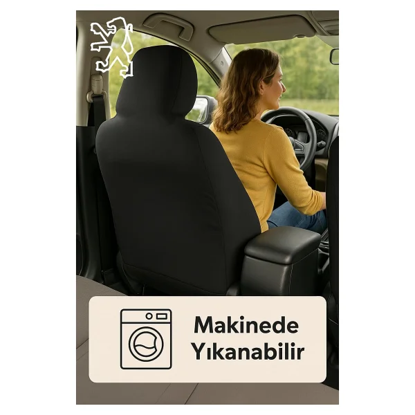 Terletmeyen kumas ve birebir uyum sunan 206 ile uyumlu oto koltuk kilifi simdi burada Siyah - Görsel 8