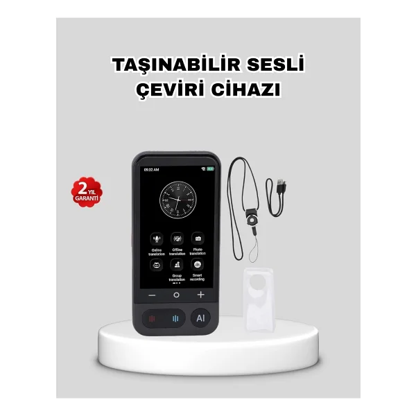 Shopwave Taşınabilir Akıllı Sesli Çeviri Cihazı - 139 Dil Desteği, Dokunmatik Ekran - Görsel 6