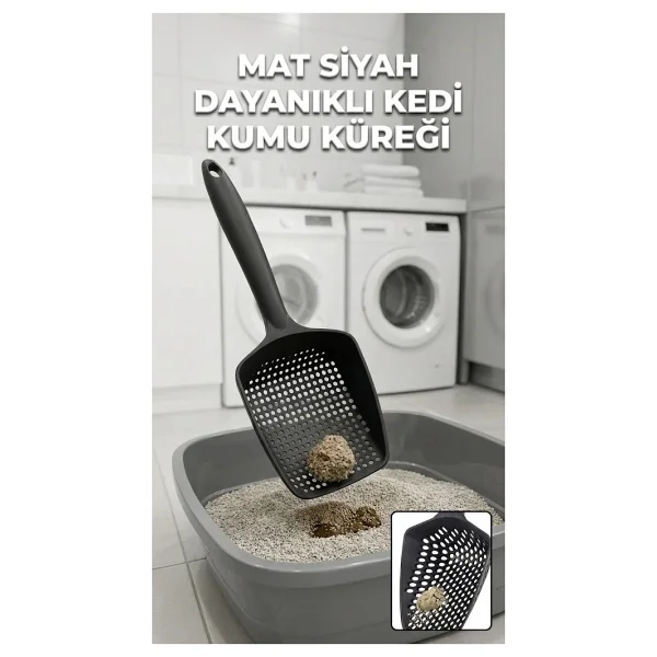 Küçük Delikli İnce Taneli Kedi Kumu Küreği - Dayanıklı, Ergonomik, Hijyenik Temizlik Küreği - Görsel 3