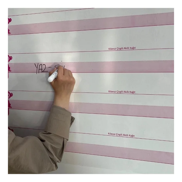 Kılavuz Çizgili Akıllı Kağıt Yazı Tahtası Duvarda İz Bırakmaz Statik Yeni Müfredata Uygun 100X56cm - Görsel 4