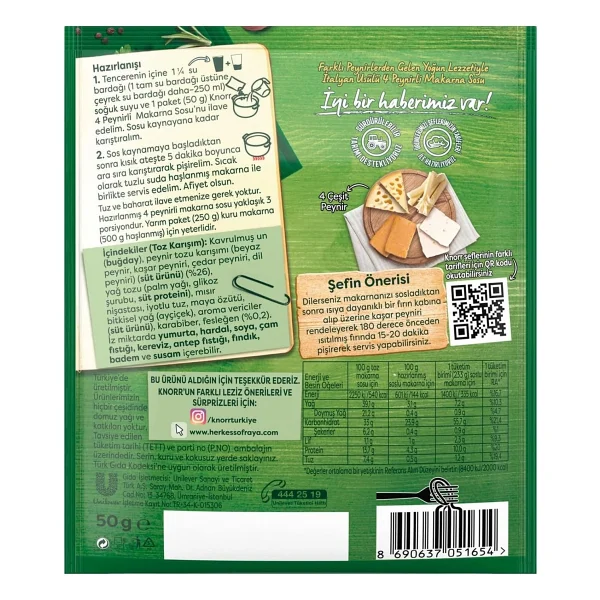 Makarna Sosu Italyan Usulü 4 Peynirli 50 G - Görsel 3