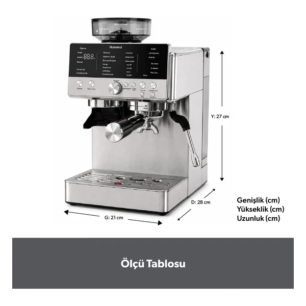 Homend Latteprimo 5017H Öğütücülü Espresso Makinesi - Görsel 10