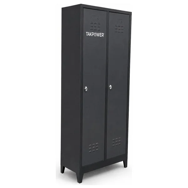 TAKPOWER 2 Kapaklı Metal Dolap - Soyunma Dolabı Antrasit Gri - Görsel 2