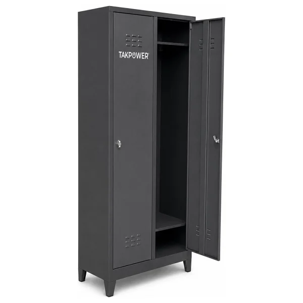 TAKPOWER 2 Kapaklı Metal Dolap - Soyunma Dolabı Antrasit Gri - Görsel 5