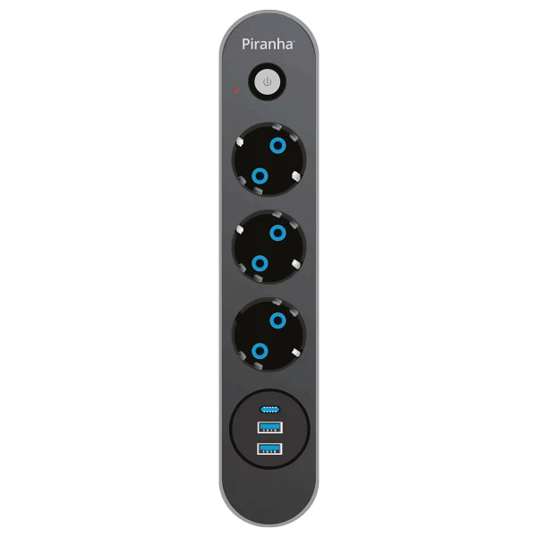 Piranha 45640 Akım Korumalı / 2 X USB - 1 X Type-C Girişli / 3'lü Priz Uzatma Kablosu - Görsel 3