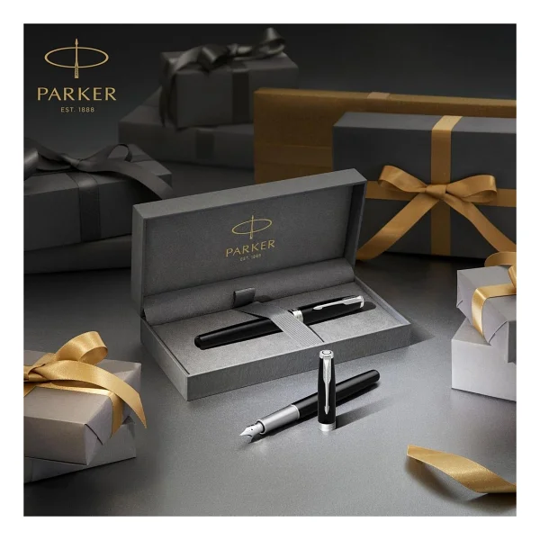 PARKER Sonnet Paslanmaz Çelik Altın Tasarımlı Dolma Kalem, Orta Kalınlıkta Uç, Mavi Mürekkep - Görsel 5