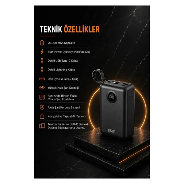 Dexim CZ03 DCA0071 20000 mAh Powerbank - Görsel 6