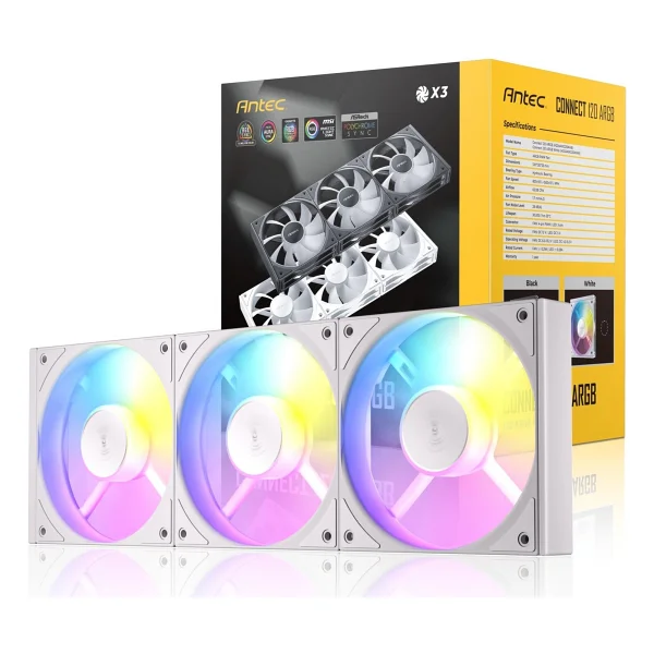 Antec C120 ARGB 120mm 1500 RPM PWM Beyaz Kasa Fanı 3'lü Paket - Görsel 6
