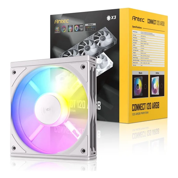 Antec C120 ARGB 120mm 1500 RPM PWM Beyaz Kasa Fanı 3'lü Paket - Görsel 2