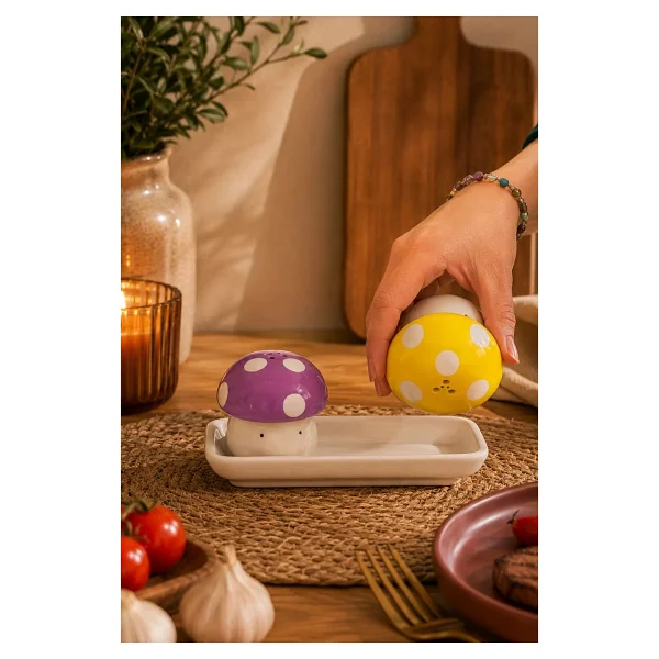 Porsima Mio-038 Hamburger Motifli 2li Standlı Tuzluk Biberlik Seti - Görsel 5