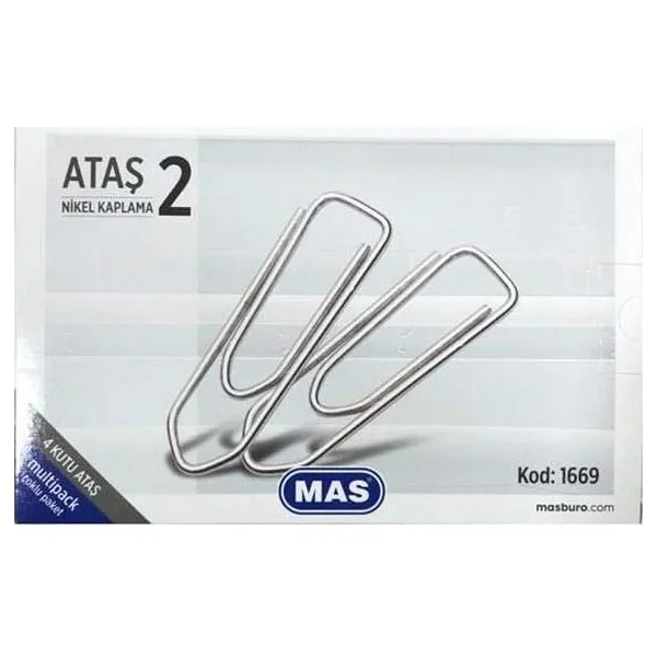 Mas Multipack Ataş No:2 Nikel Kaplı 100 Adet 4 Paket - Çok Renkli - Görsel 2