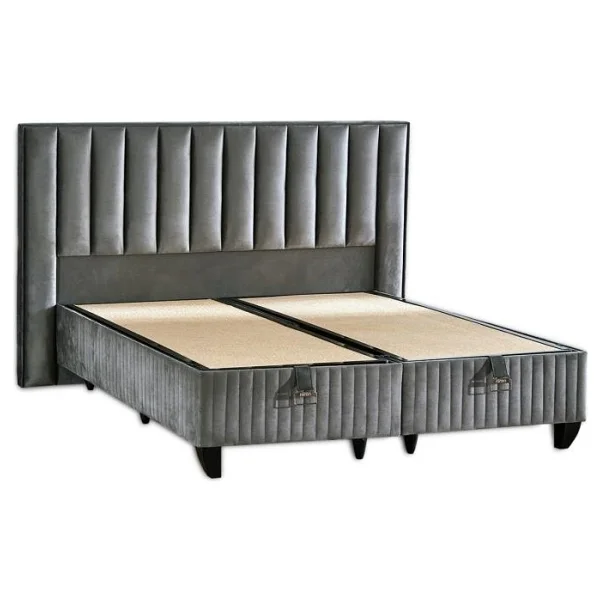 Niron Yatak Hades Lüks Baza ve Başlık Seti 140X190 cm Çift Kişilik Baza ve Başlık Takımı Koyu Gri Özel Kumaş - Antrasit - 140 x 190 cm - Görsel 10