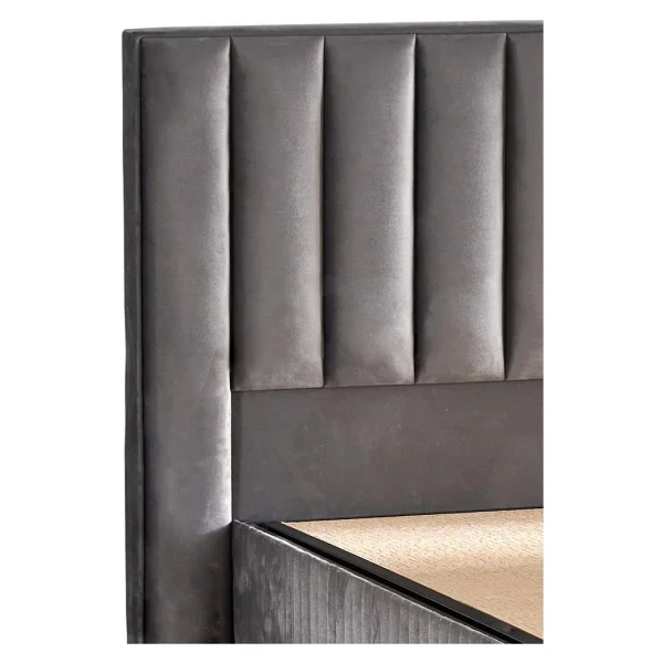 Niron Yatak Hades Lüks Baza ve Başlık Seti 140X190 cm Çift Kişilik Baza ve Başlık Takımı Koyu Gri Özel Kumaş - Antrasit - 140 x 190 cm - Görsel 6