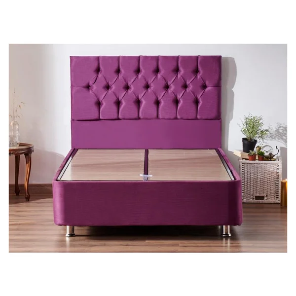 Niron Purple Baza Ve Başlık Seti 120x200 Cm Tek Kişilik Sandıklı Mor Kumaş Baza Ve Başlığı - Görsel 10