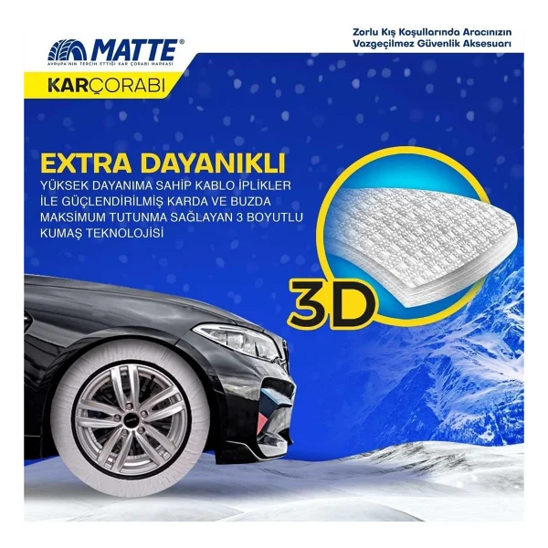 Lastik Kar Çorabı Kar Zinciri Muadili Yüksek Kalite Tekstil Kar Zinciri Superx Series (Large) - Görsel 5