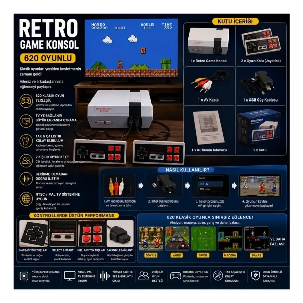 Winex Retro Game 620 Oyunlu Atari - Görsel 2