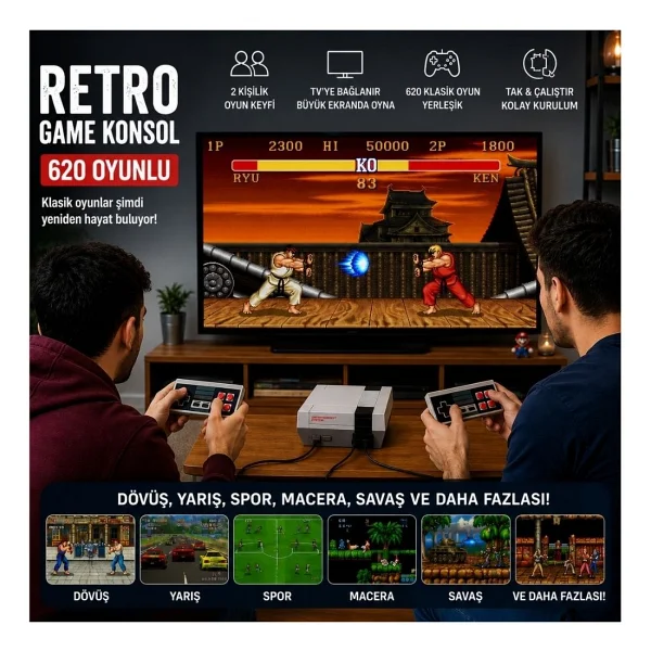 Winex Retro Game 620 Oyunlu Atari - Görsel 3