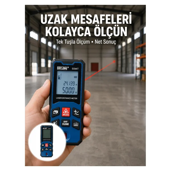 Profesyonel Lazer Metre Hassas Ölçüm Ve Dijital Ekran Yeni Nesil - Görsel 6