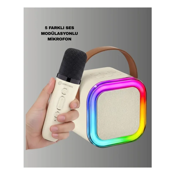 Karaoke Mikrofon Hoparlör Seti Bluetooth Kablosuz Taşınabilir - Görsel 2