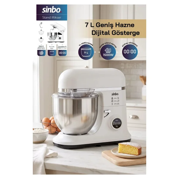 Sinbo SMX-2773 1500 W Beyaz 7.5 lt Stand Mikser - Görsel 10