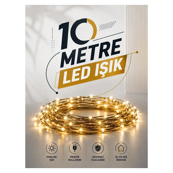 10 Metre Led Işık Gün Işığı Her Ortama Uygun Ampüllü - Görsel 6