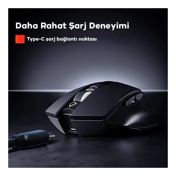 Inphic Pm6 Kablosuz Fare, Şarj Edilebilir Sessiz Kullanım 2.4g 700 Mah USB Mouse - Siyah - Görsel 3