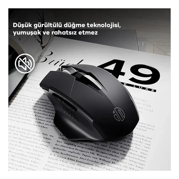 Inphic Pm6 Kablosuz Fare, Şarj Edilebilir Sessiz Kullanım 2.4g 700 Mah USB Mouse - Siyah - Görsel 5