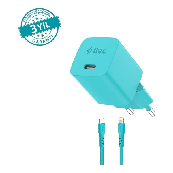Ttec SmartCharger 2SCG20LNM 20 W Mavi Lightning Kablolu Hızlı Şarj Aleti - Görsel 5