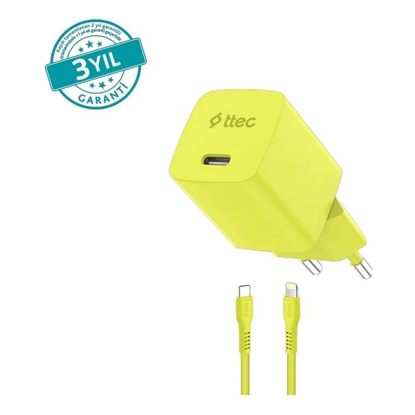 Ttec SmartCharger 2SCG20LNS 20 W Sarı Lightning Kablolu Hızlı Şarj Aleti - Görsel 5