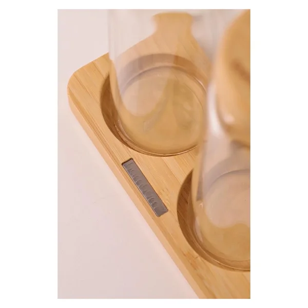 Bambu Kapaklı Cam Yağlık & Sirkelik Seti - 2'li Standlı 300ML - Şeffaf - 300 ml - Görsel 4