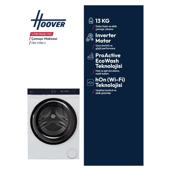 Hoover HBS 413B8-S 1400 Devir 13 kg Çamaşır Makinesi - Görsel 5