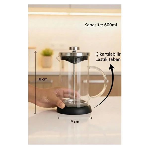 Taşev T0045 Stene 600 ml French Press - Görsel 7