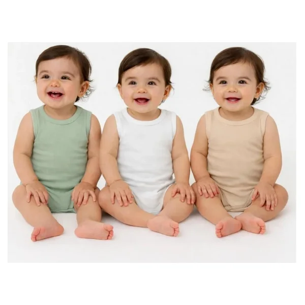 Civil Baby 3'lü Karışık Renk 3-36 Ay Çıtçıtlı Badi - Bej 18-24 Ay - Görsel 8