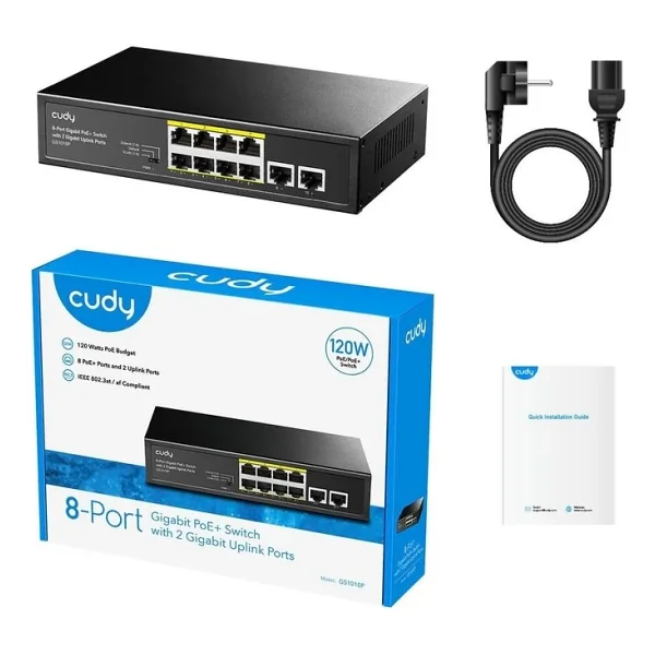 Cudy GS1010P 8 Port 10/100/1000 Mbps Gigabit PoE Switch - Görsel 5