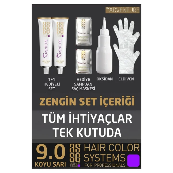 Asse Adventure 9.0 Koyu Sarı Saç Boyası - Görsel 7