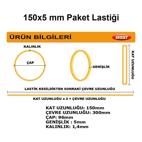 15 cm Kalın Paket Lastiği 50 Adet 150x5mm - Görsel 4