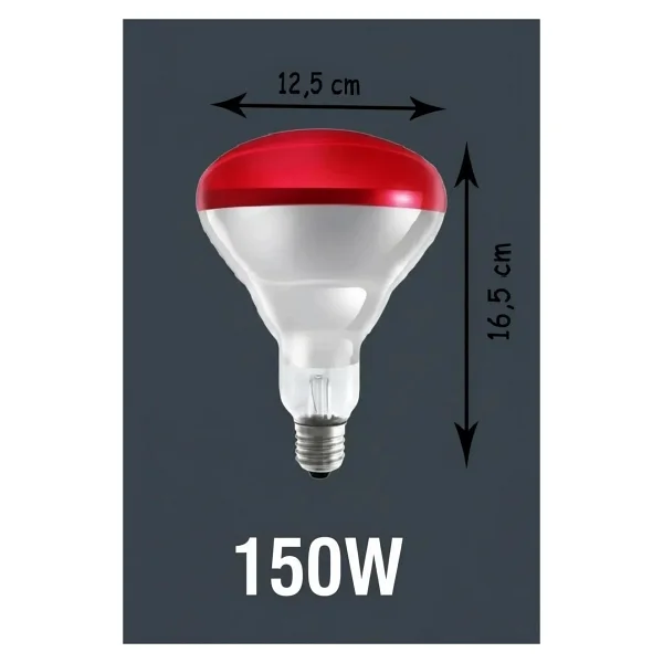 Epilons 150W Kızılötesi (Infrared) Isıtıcılı Hayvan Isıtma ve Kuluçka Lambası (Kırmızı Işık) E27 (Kalın Duy) - Görsel 6