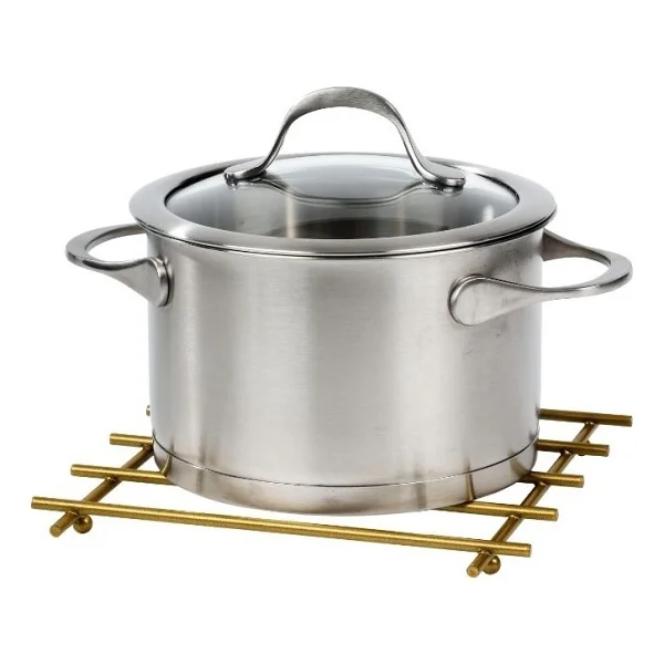 Edora Home Gold Düz Çubuklu Yanmaz Nihale, Tezgah Üstü Altlık - Metal Paslanmaz - Görsel 2
