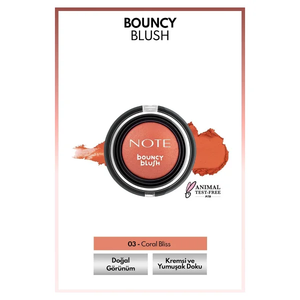 Note Bouncy Blush 03 Coral Bliss Krem Allık - Görsel 3