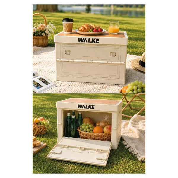 Walke CampBox Katlanabilir Kamp Masası ve Saklama Kutusu 50x38 cm Ahşap Kapaklı - Görsel 2